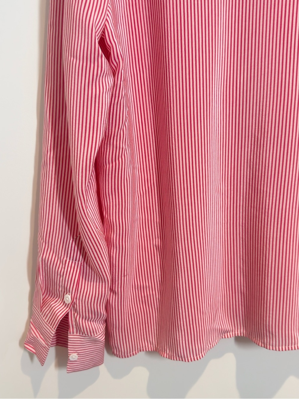 Equipment 100% silk Pink and White Striped Blouse sz S - Picture 12 of 14